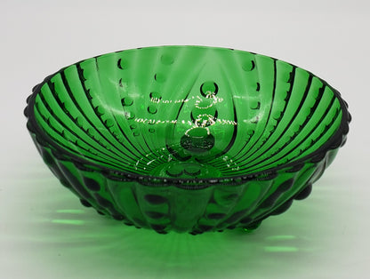 Anchor Hocking Emerald Forest Green Bubble Glass Footed Bowl