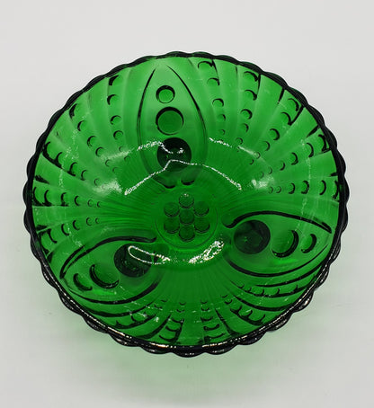 Anchor Hocking Emerald Forest Green Bubble Glass Footed Bowl