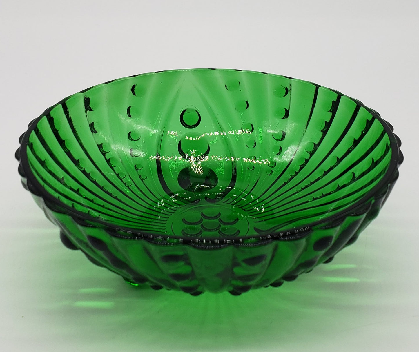 Anchor Hocking Emerald Forest Green Bubble Glass Footed Bowl