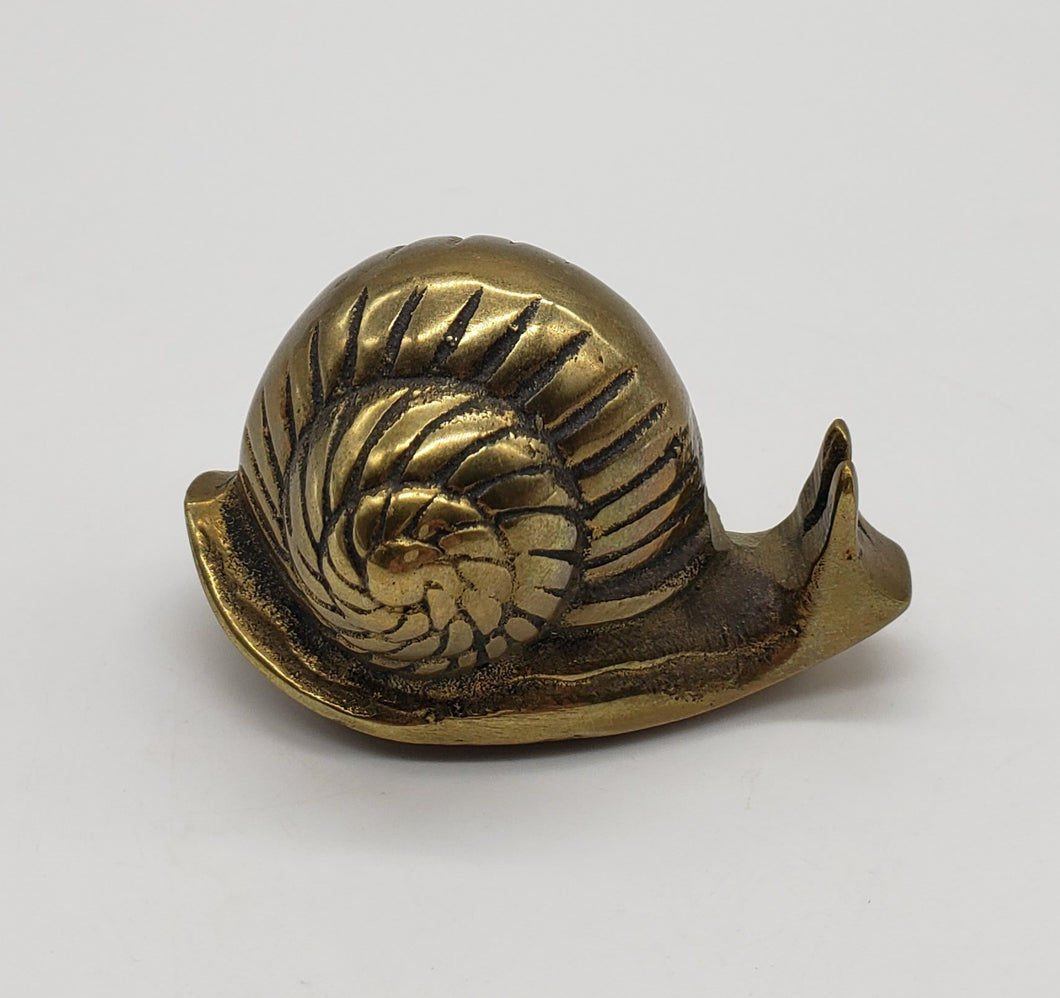 Brass Lucky Snail Paperweight Figurine - Vintage