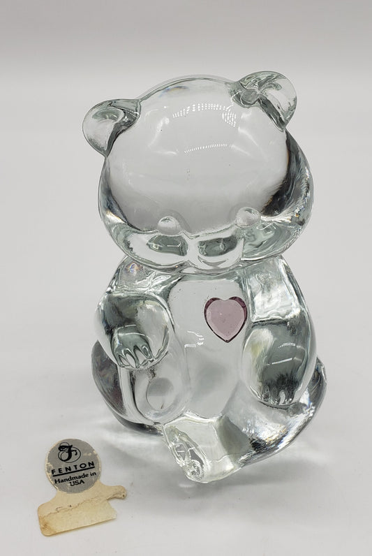 FENTON Art Glass FEBRUARY Amethyst Birthstone BEAR Figurine