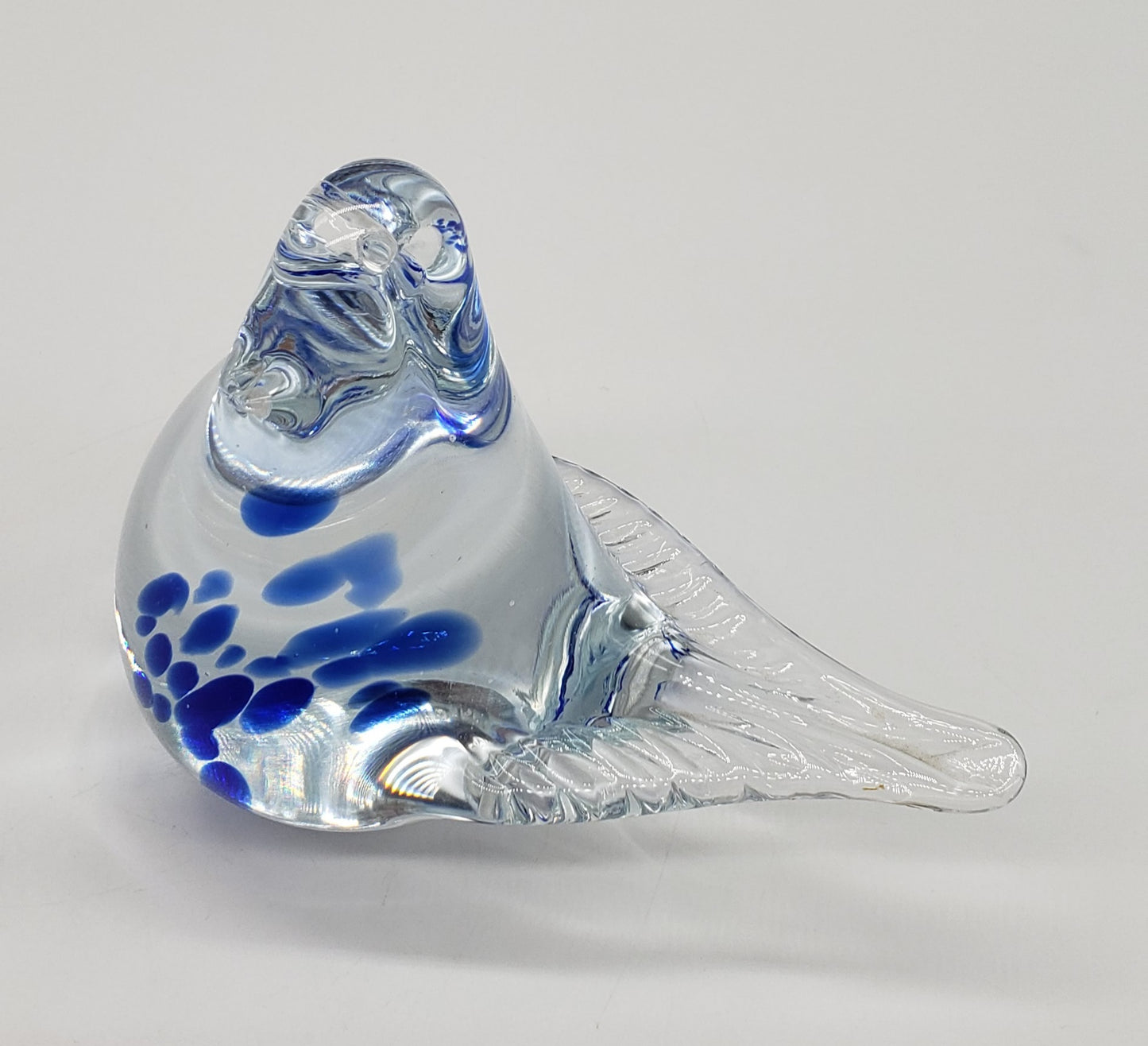 Blue and White Bird Glass Figurine