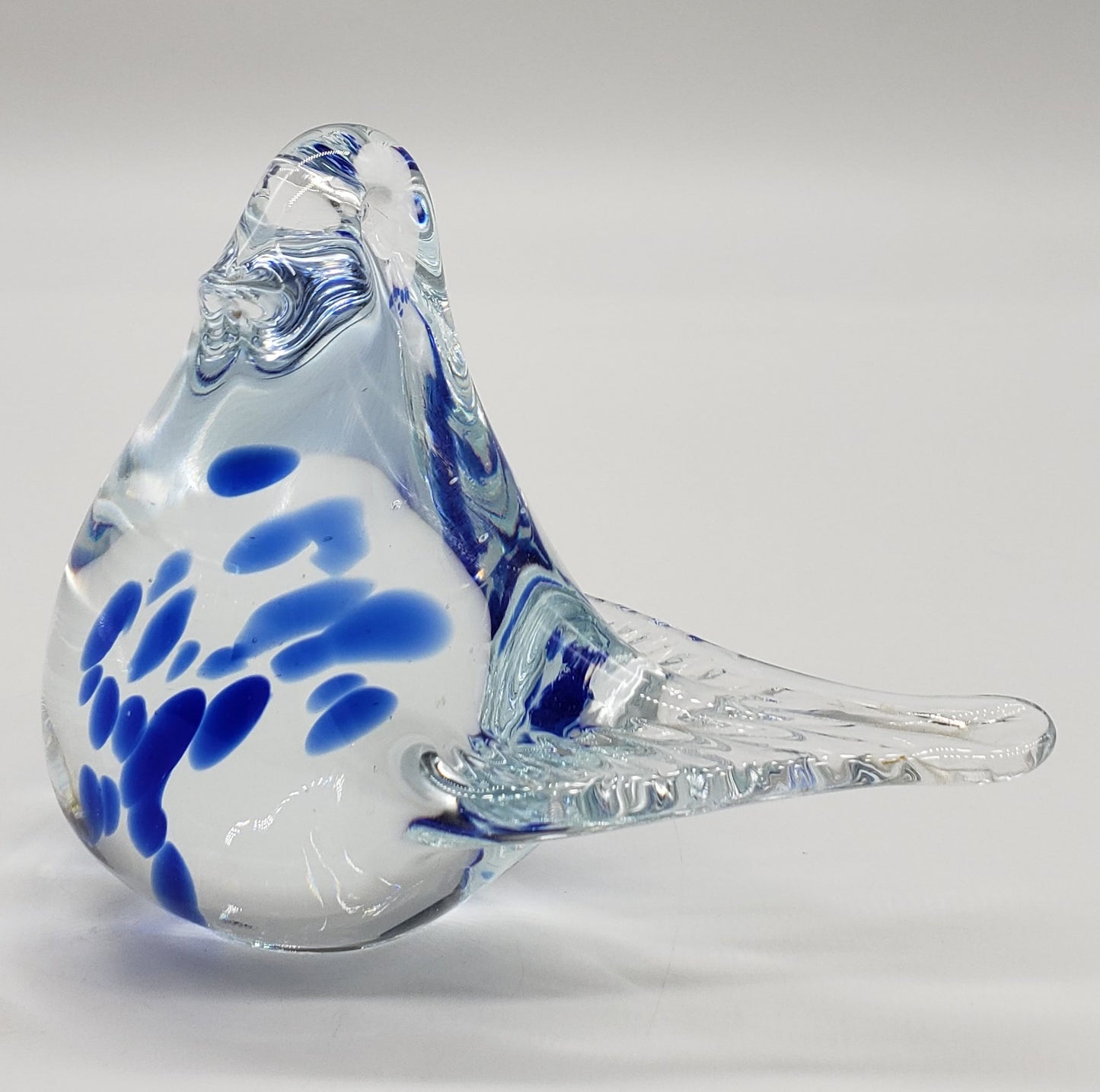 Blue and White Bird Glass Figurine