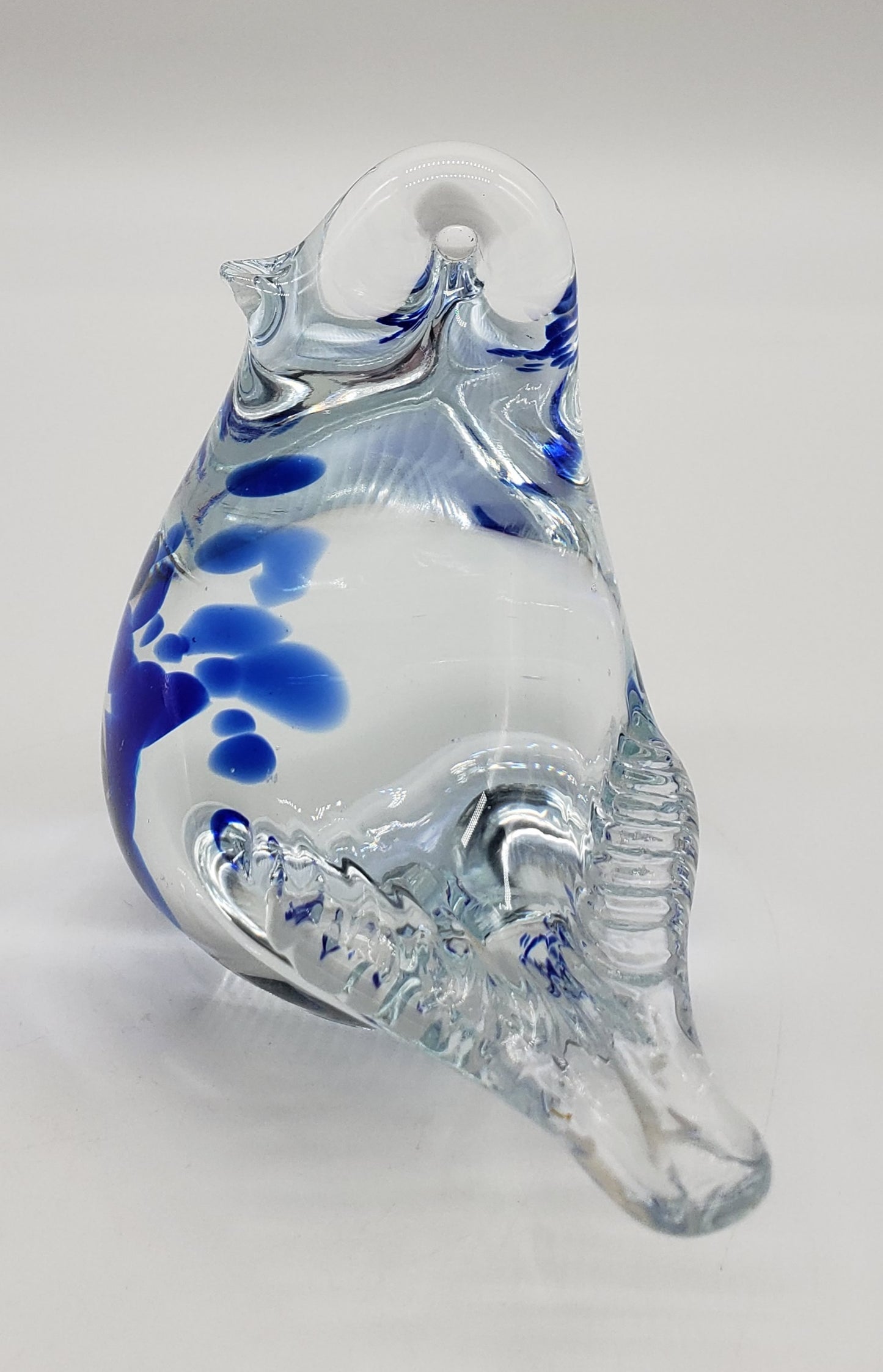 Blue and White Bird Glass Figurine