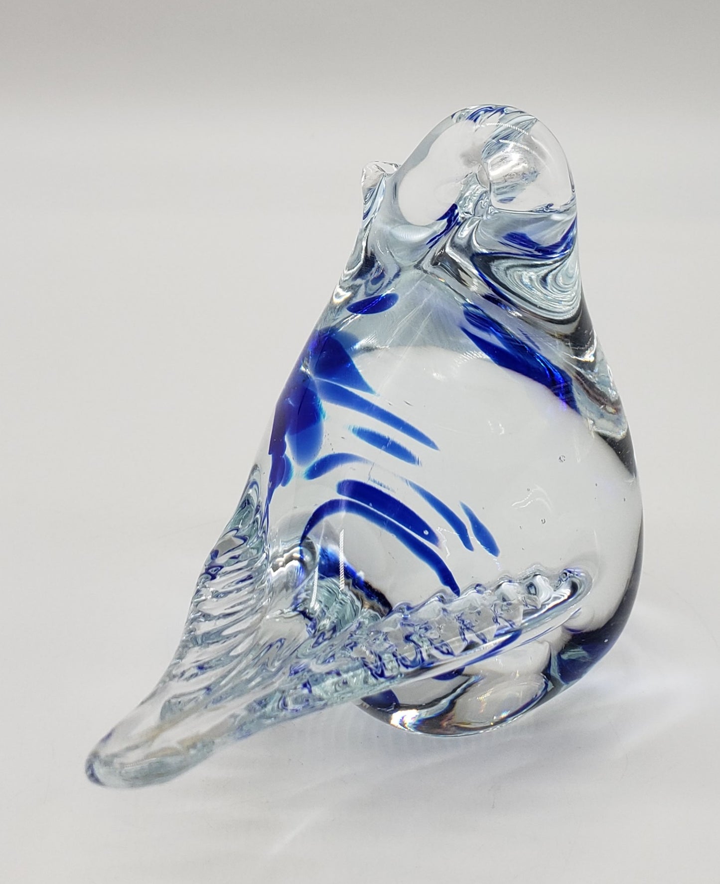 Blue and White Bird Glass Figurine