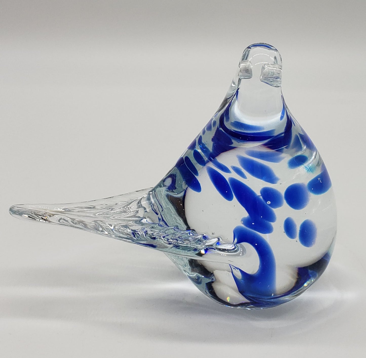 Blue and White Bird Glass Figurine