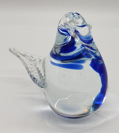 Blue and White Bird Glass Figurine