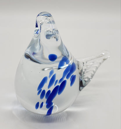 Blue and White Bird Glass Figurine