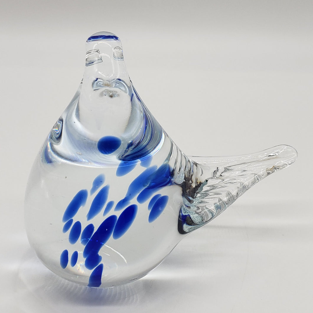 Blue and White Bird Glass Figurine