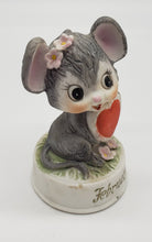 Load image into Gallery viewer, Vintage Mouse Ceramic Figurine February Holding Heart from Japan
