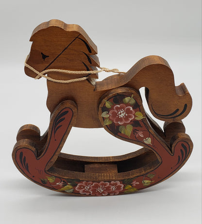 Folk Art Hand Carved Small Wooden Rocking Horse