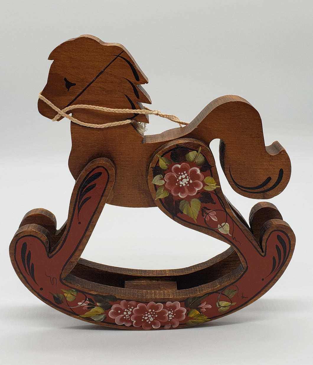 Folk Art Hand Carved Small Wooden Rocking Horse