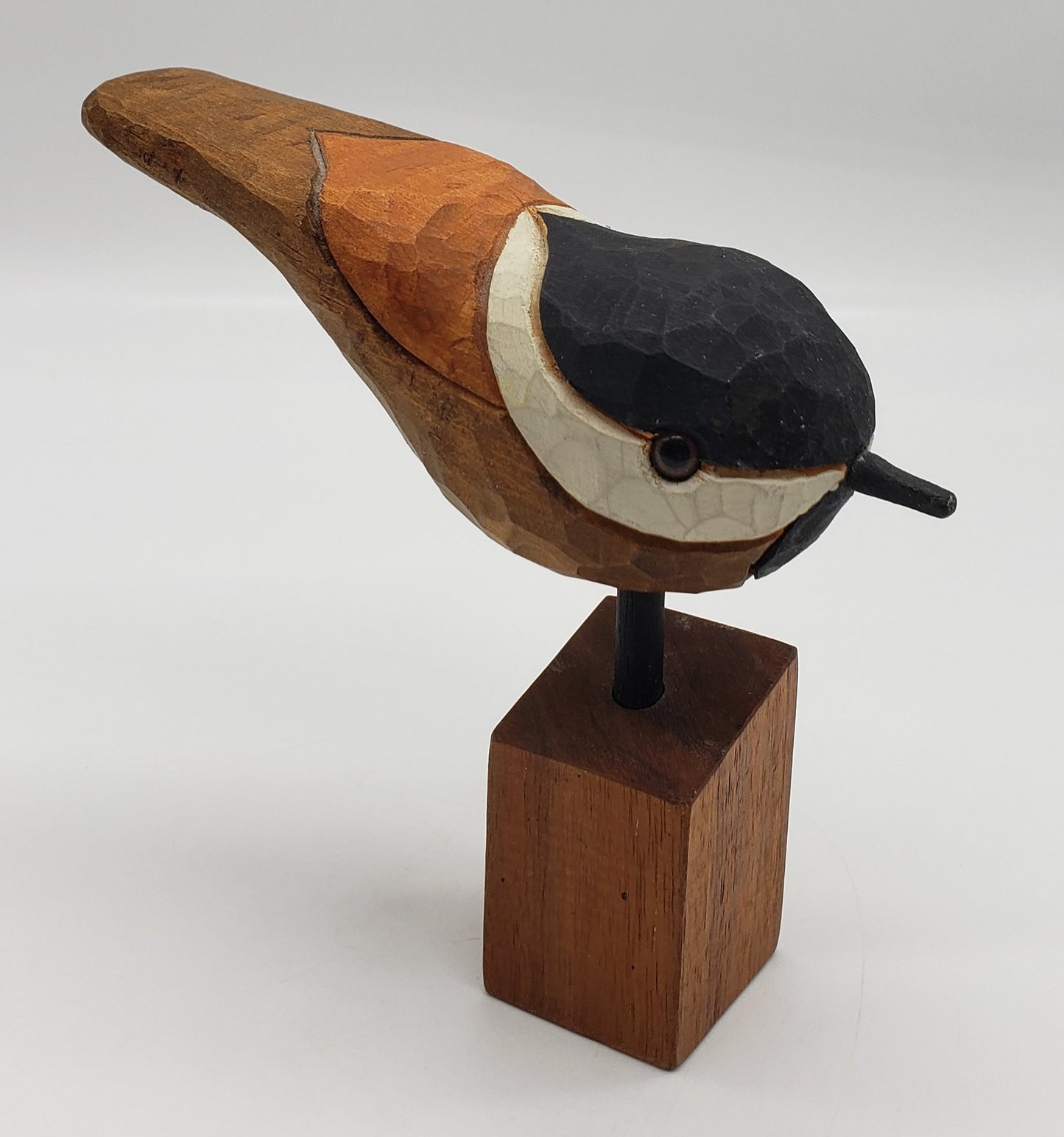 Vintage Folk Art Hand Carved & Painted Wood Bird