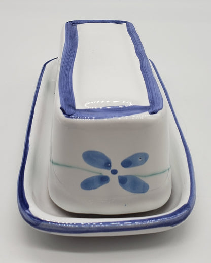 Caleca Hand Painted Pottery Covered Butter Dish