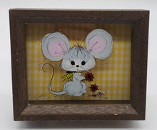 Load image into Gallery viewer, Vintage Reverse Painting on Glass of Mouse with flowers
