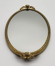 Load image into Gallery viewer, Matson Gold Washed Flower Oval Mirror Vanity
