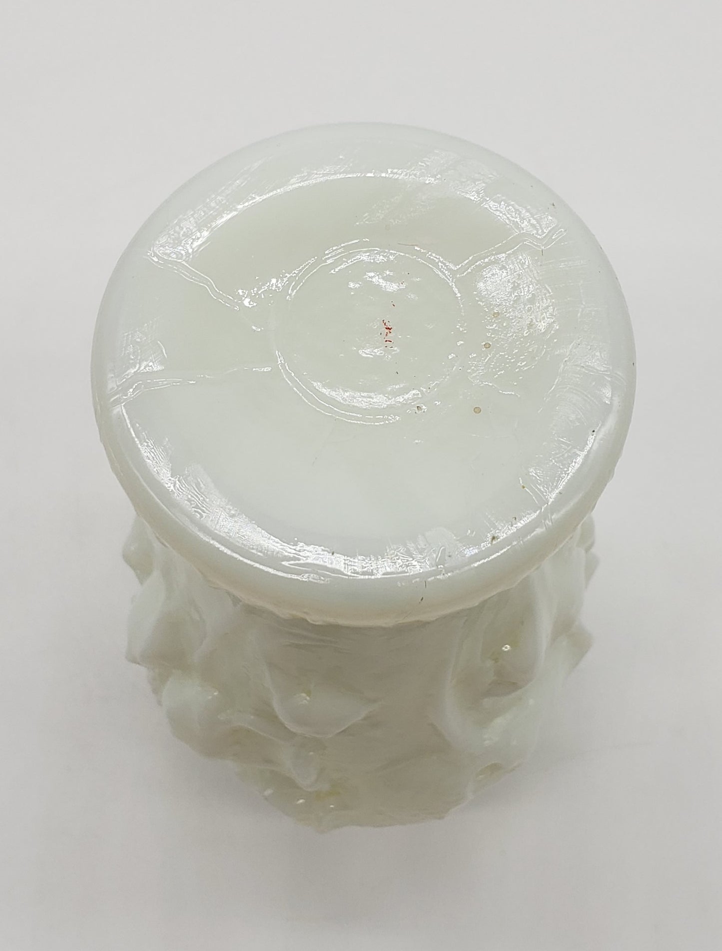 Open Rose Blown Milk Glass bubble bath soap bottle jar