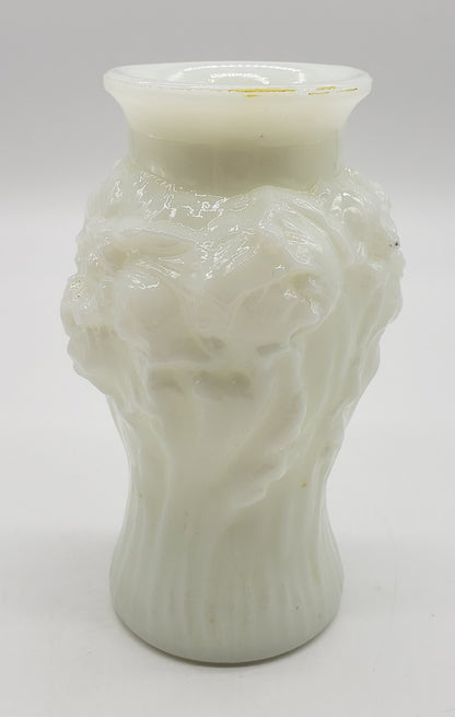 Open Rose Blown Milk Glass bubble bath soap bottle jar