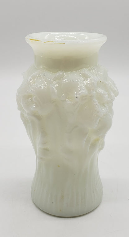 Open Rose Blown Milk Glass bubble bath soap bottle jar