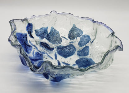 Fussed Glass Bowl Abstract Flowers