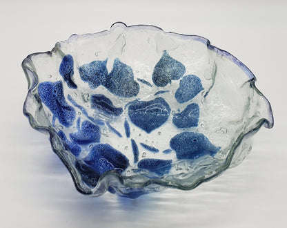 Fussed Glass Bowl Abstract Flowers