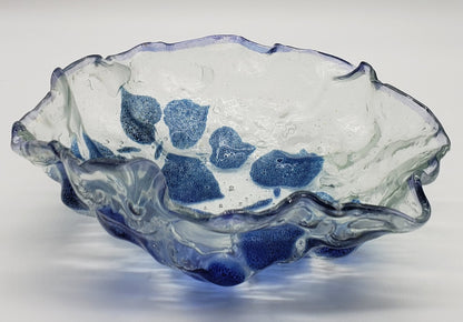 Fussed Glass Bowl Abstract Flowers