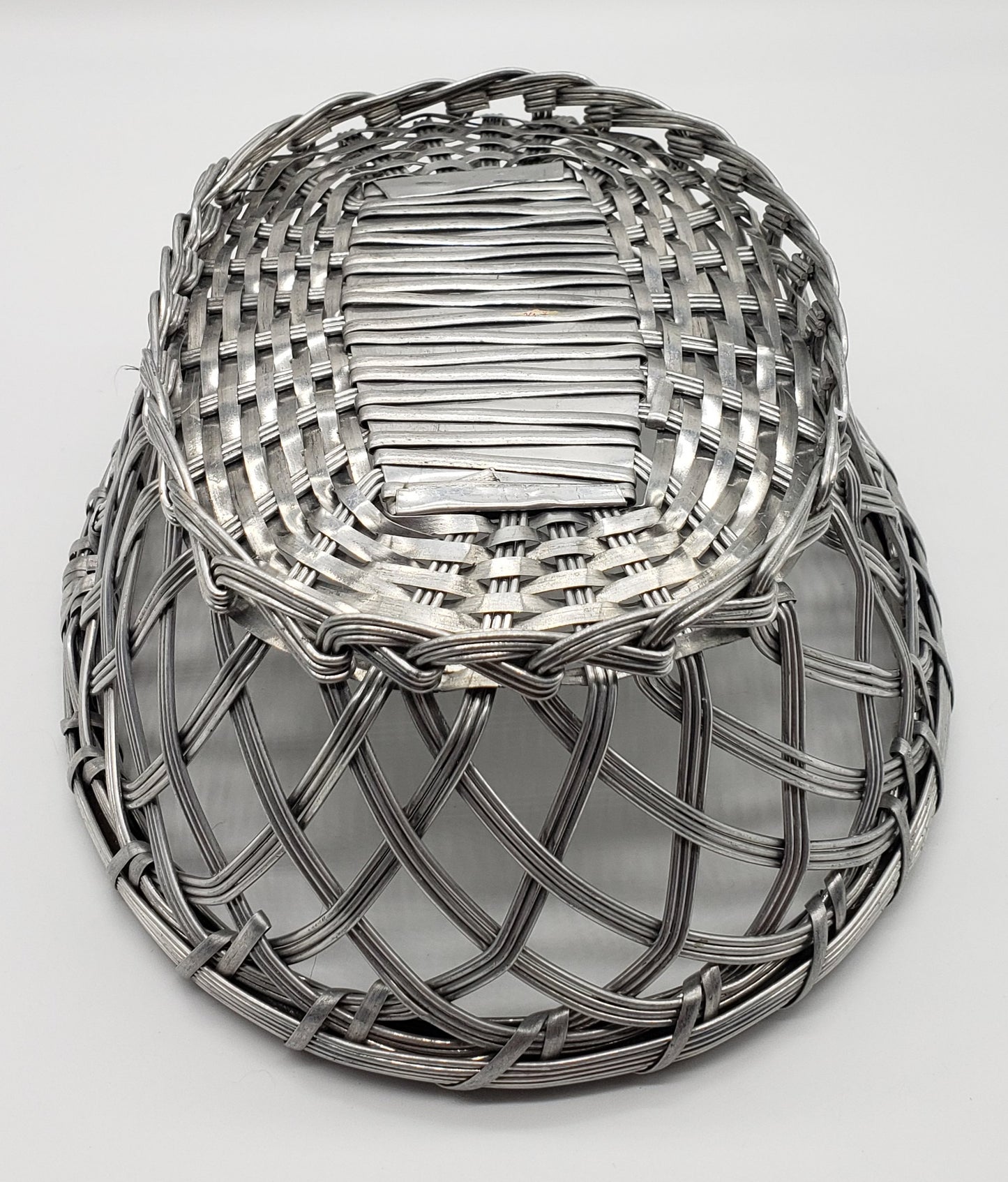 Silver Metal Woven Basket