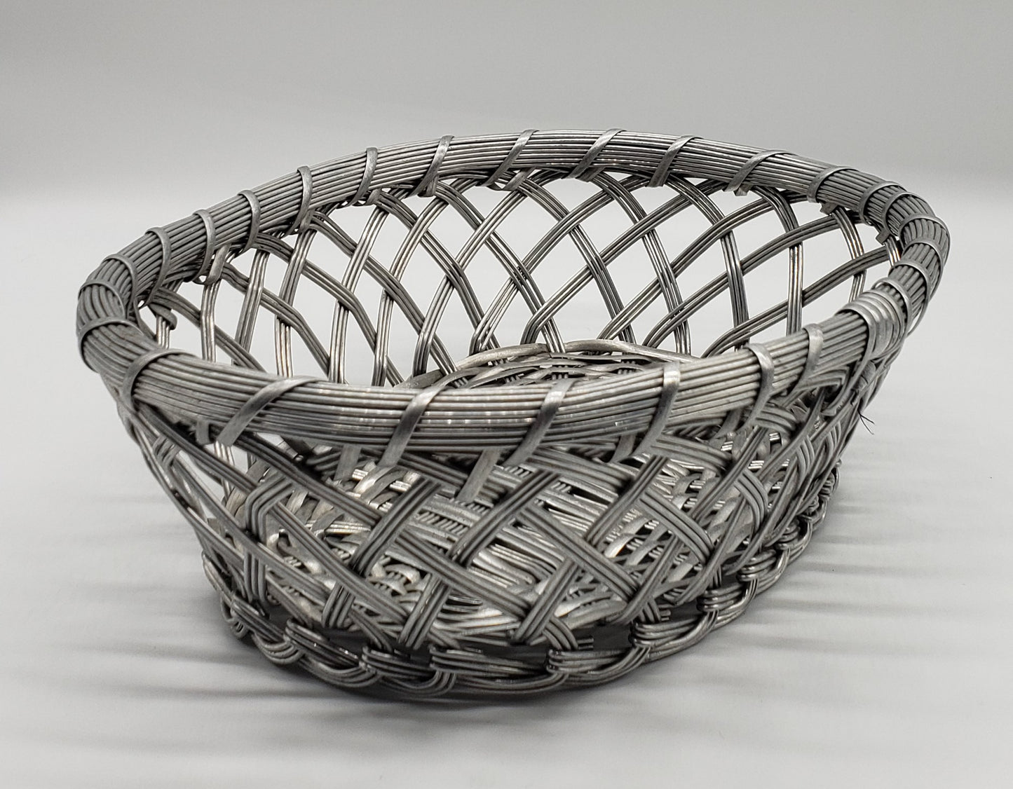 Silver Metal Woven Basket