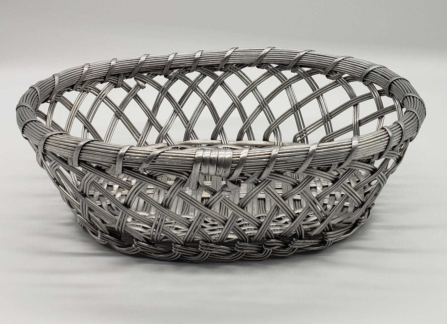 Silver Metal Woven Basket