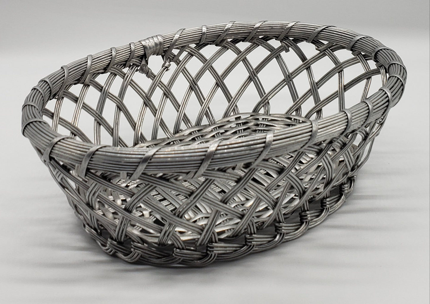 Silver Metal Woven Basket