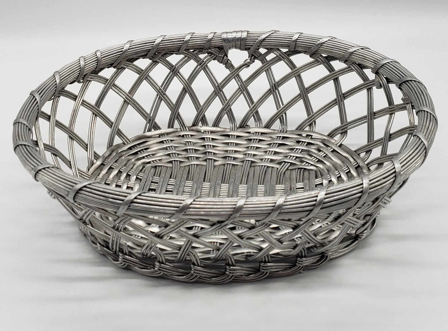 Silver Metal Woven Basket