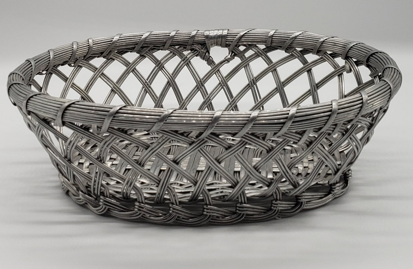 Silver Metal Woven Basket