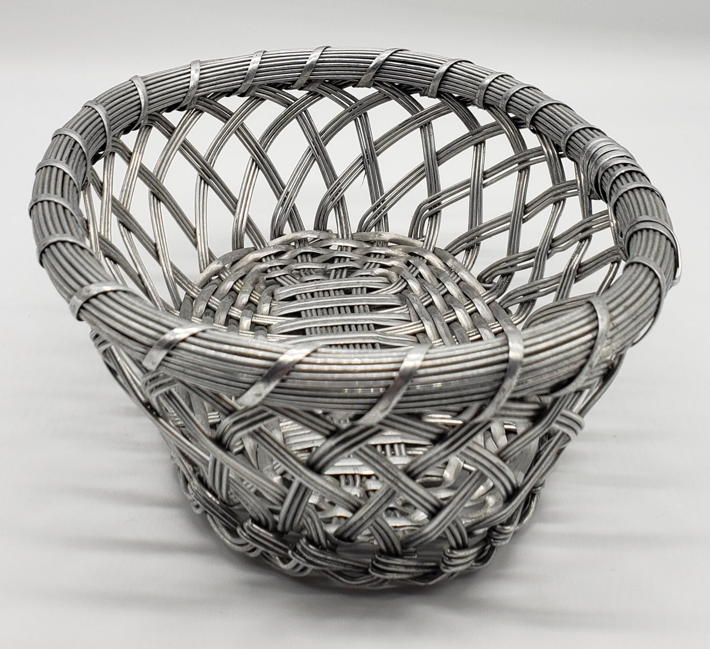 Silver Metal Woven Basket