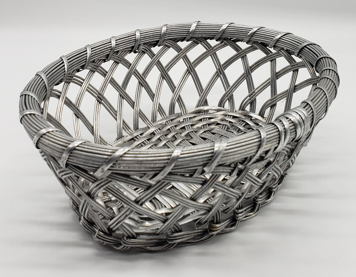 Silver Metal Woven Basket