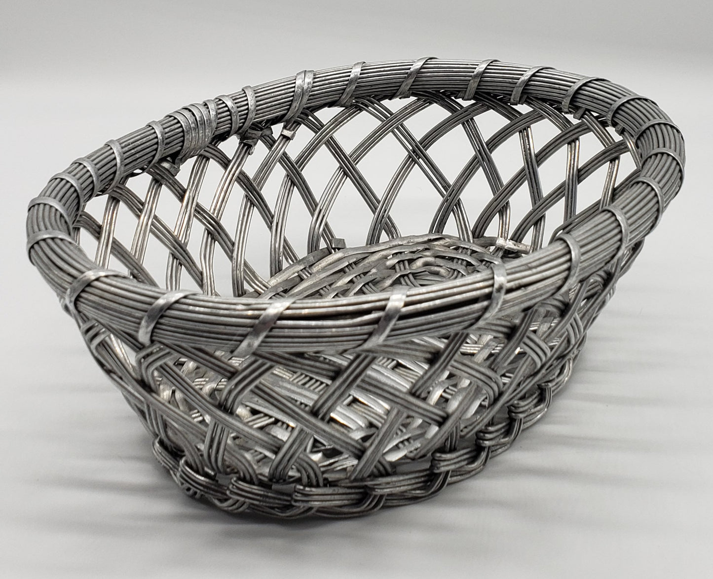 Silver Metal Woven Basket