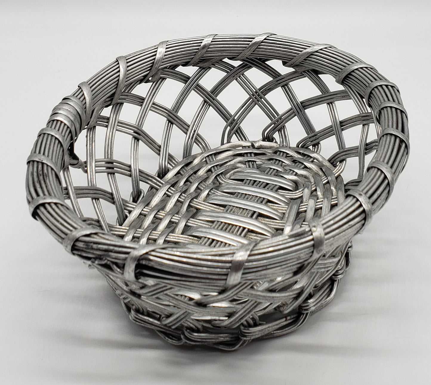 Silver Metal Woven Basket