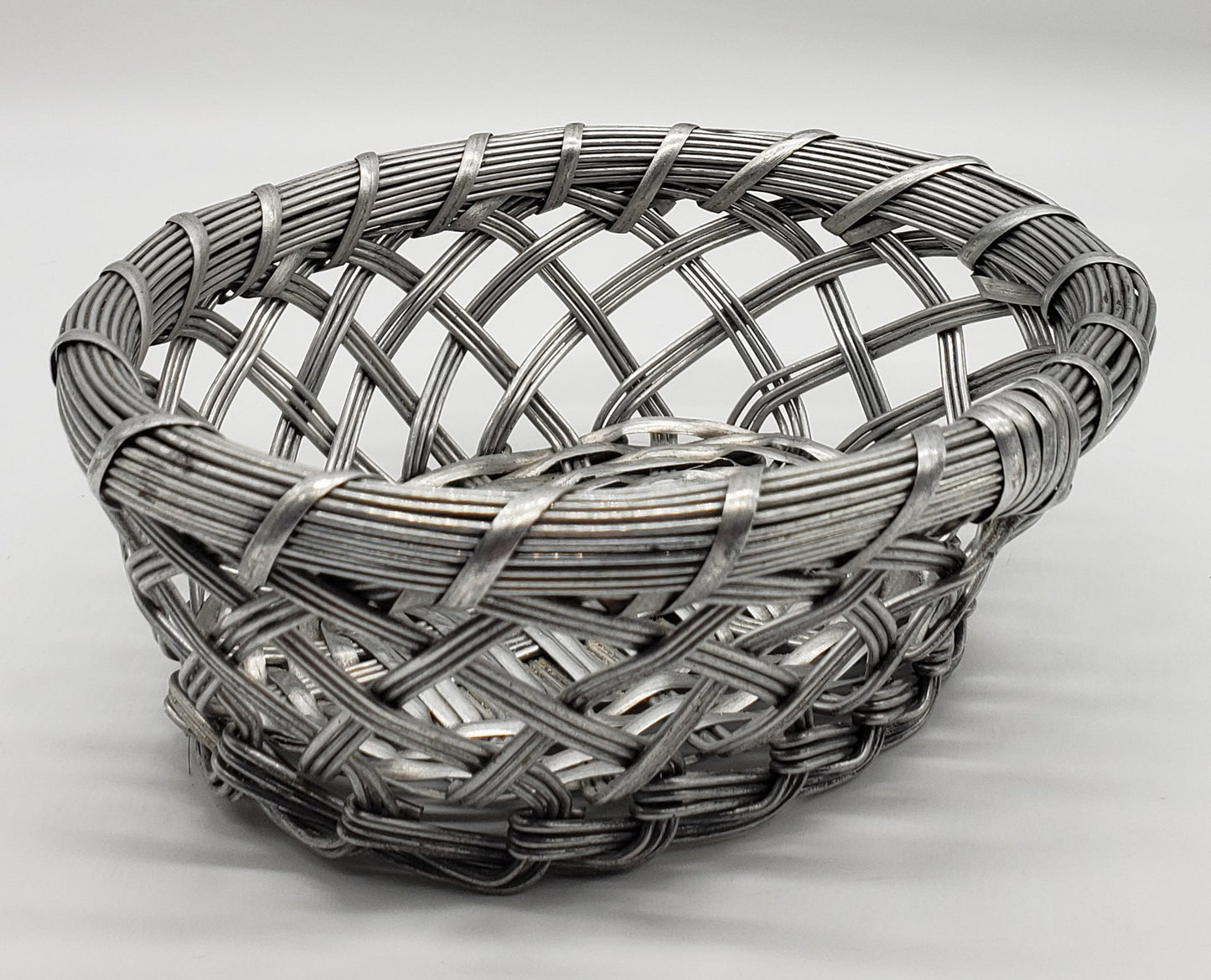 Silver Metal Woven Basket