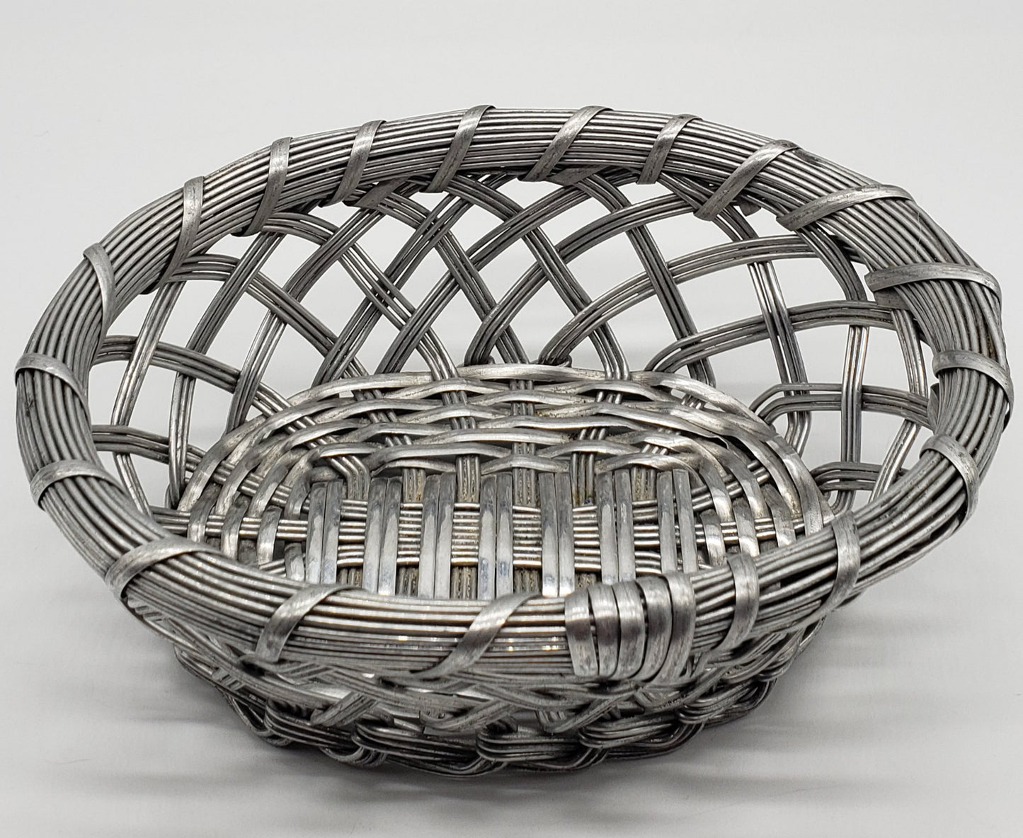 Silver Metal Woven Basket