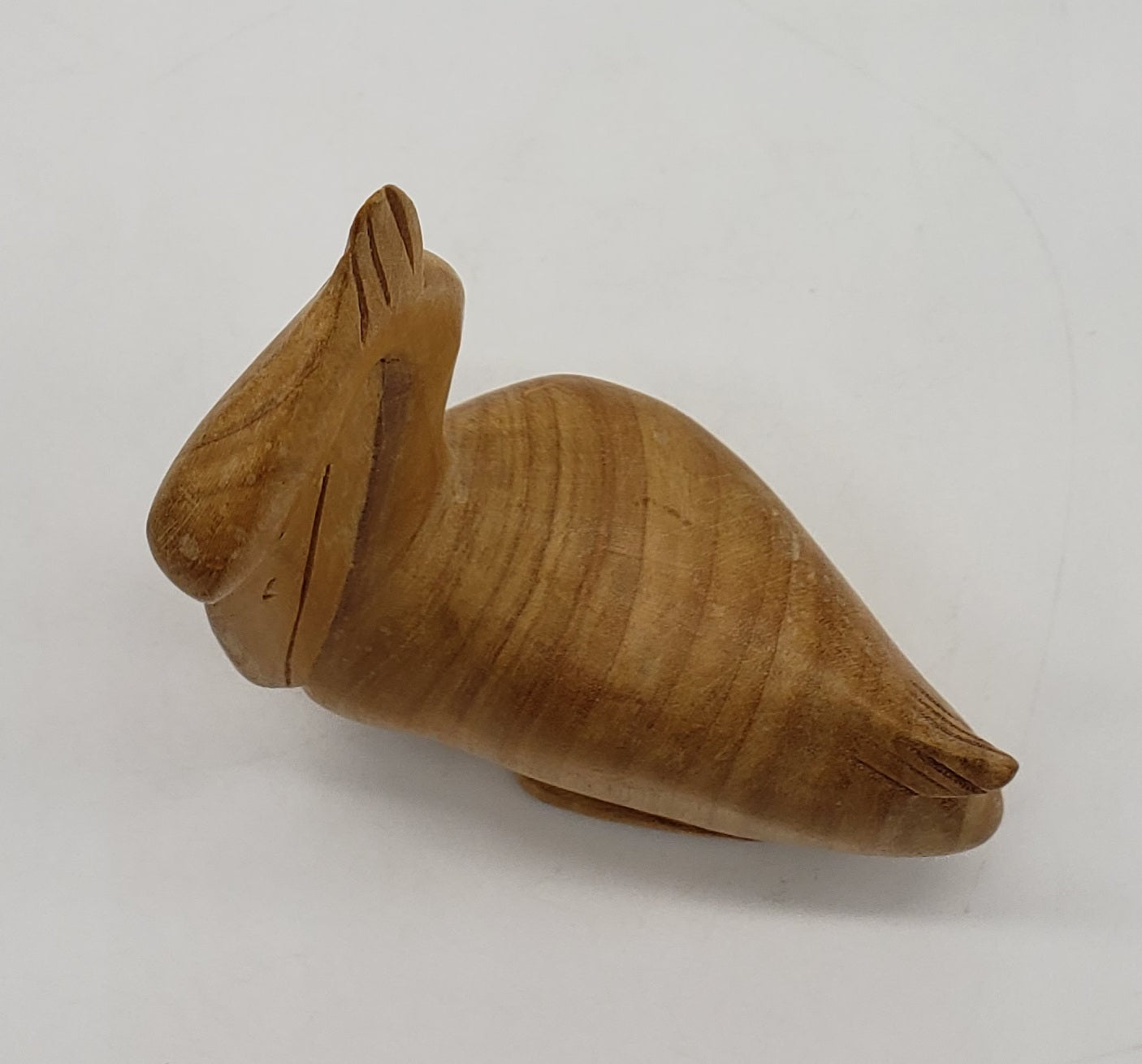 Hand Carved Wooden Pelican Figurine