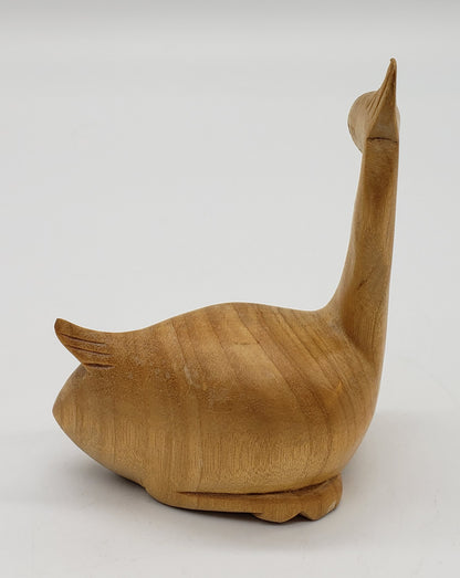 Hand Carved Wooden Pelican Figurine