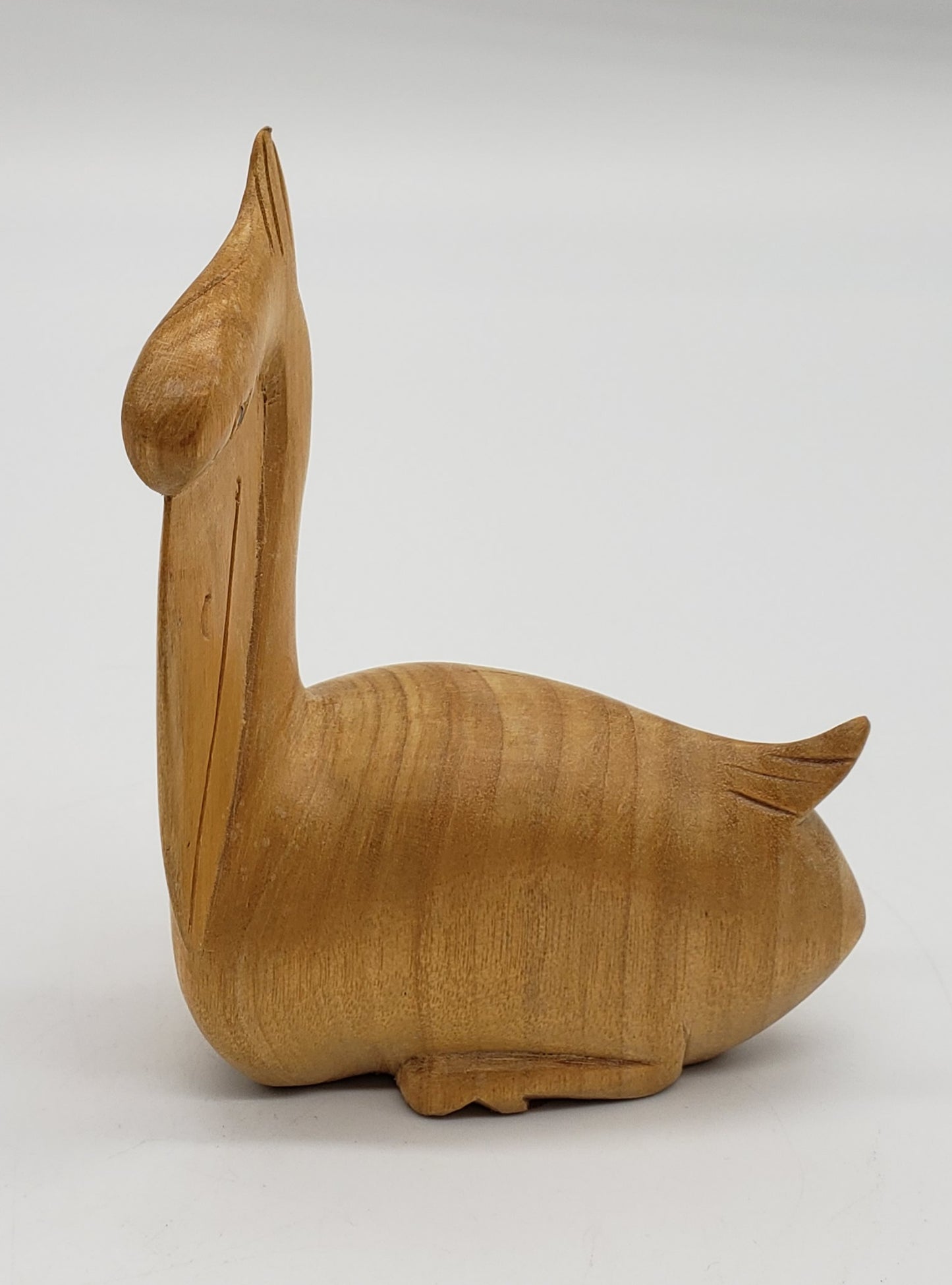 Hand Carved Wooden Pelican Figurine