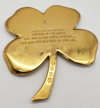 Load image into Gallery viewer, 24k Gold Tone Plated Brass Four Leaf Clover Paperweight
