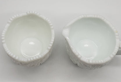 Westmoreland Milk Glass Creamer & Sugar Bowl