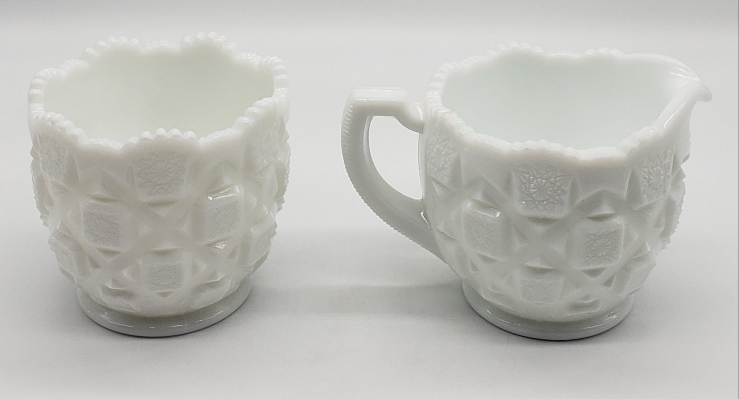 Westmoreland Milk Glass Creamer & Sugar Bowl