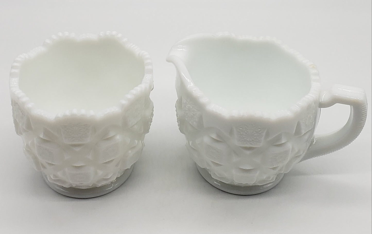 Westmoreland Milk Glass Creamer & Sugar Bowl