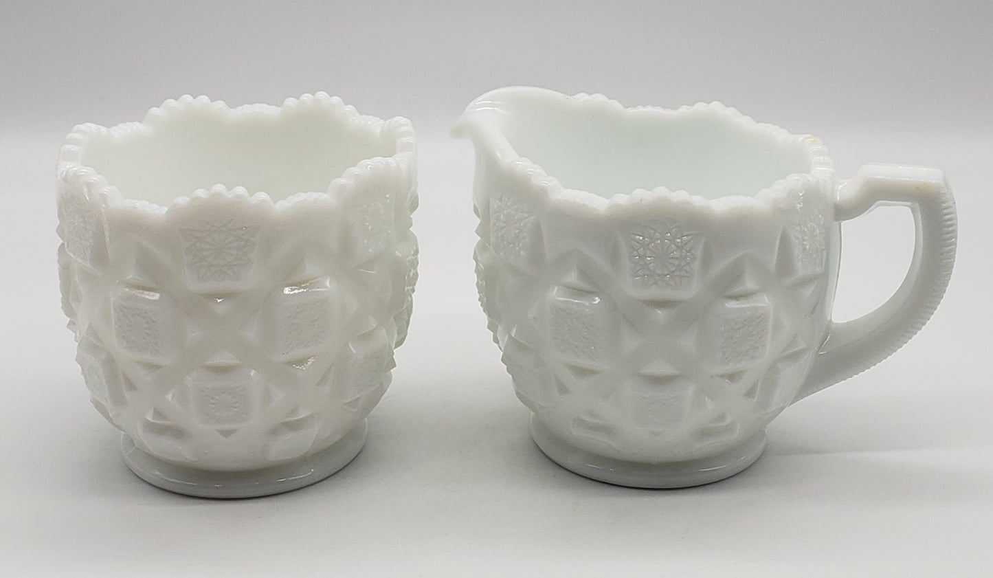 Westmoreland Milk Glass Creamer & Sugar Bowl