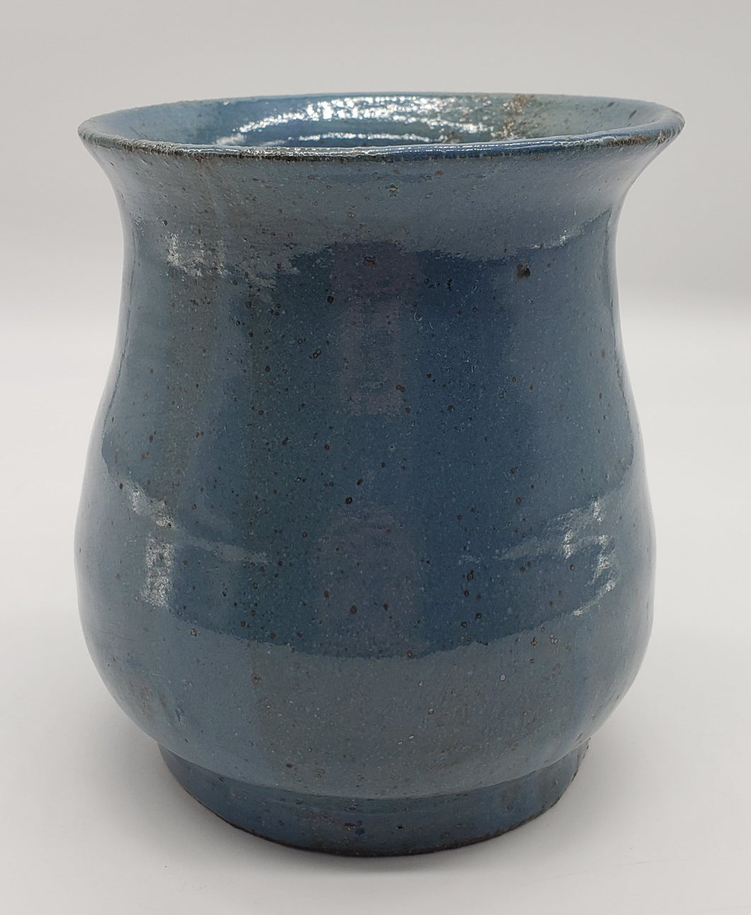 Simple Speckled and Shaded Blue Stoneware Vase