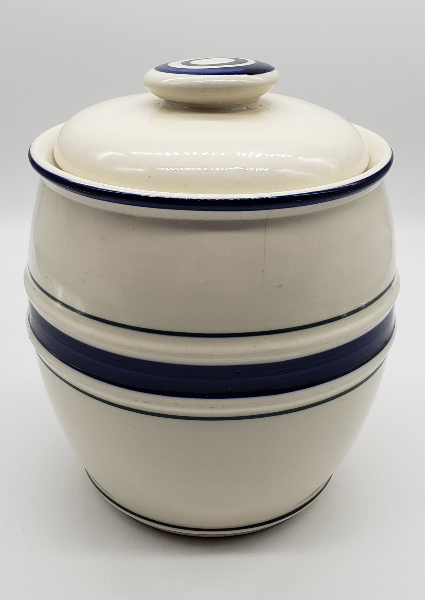 Tienshan Folkcraft Blue Country Crock Cookie Jar