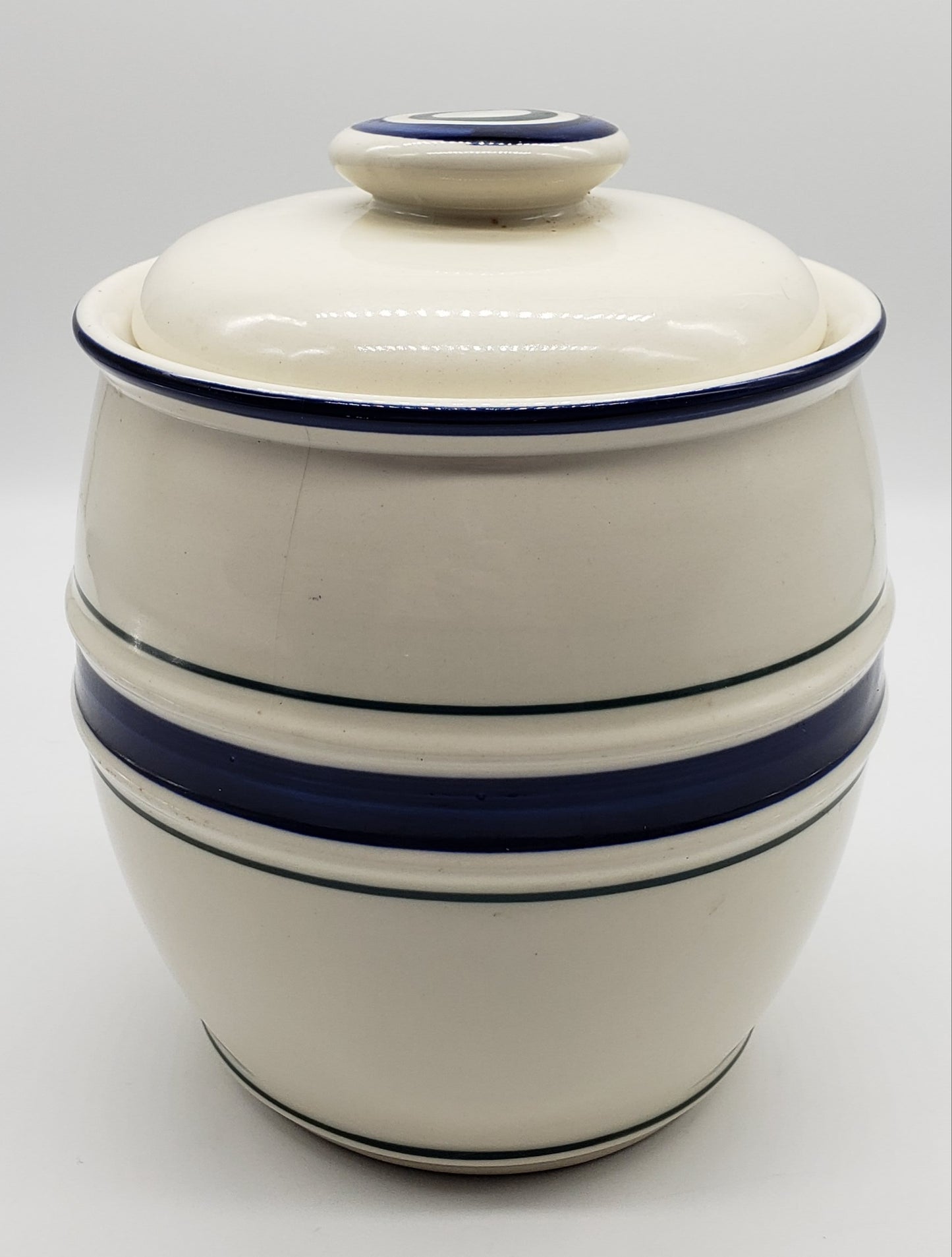 Tienshan Folkcraft Blue Country Crock Cookie Jar