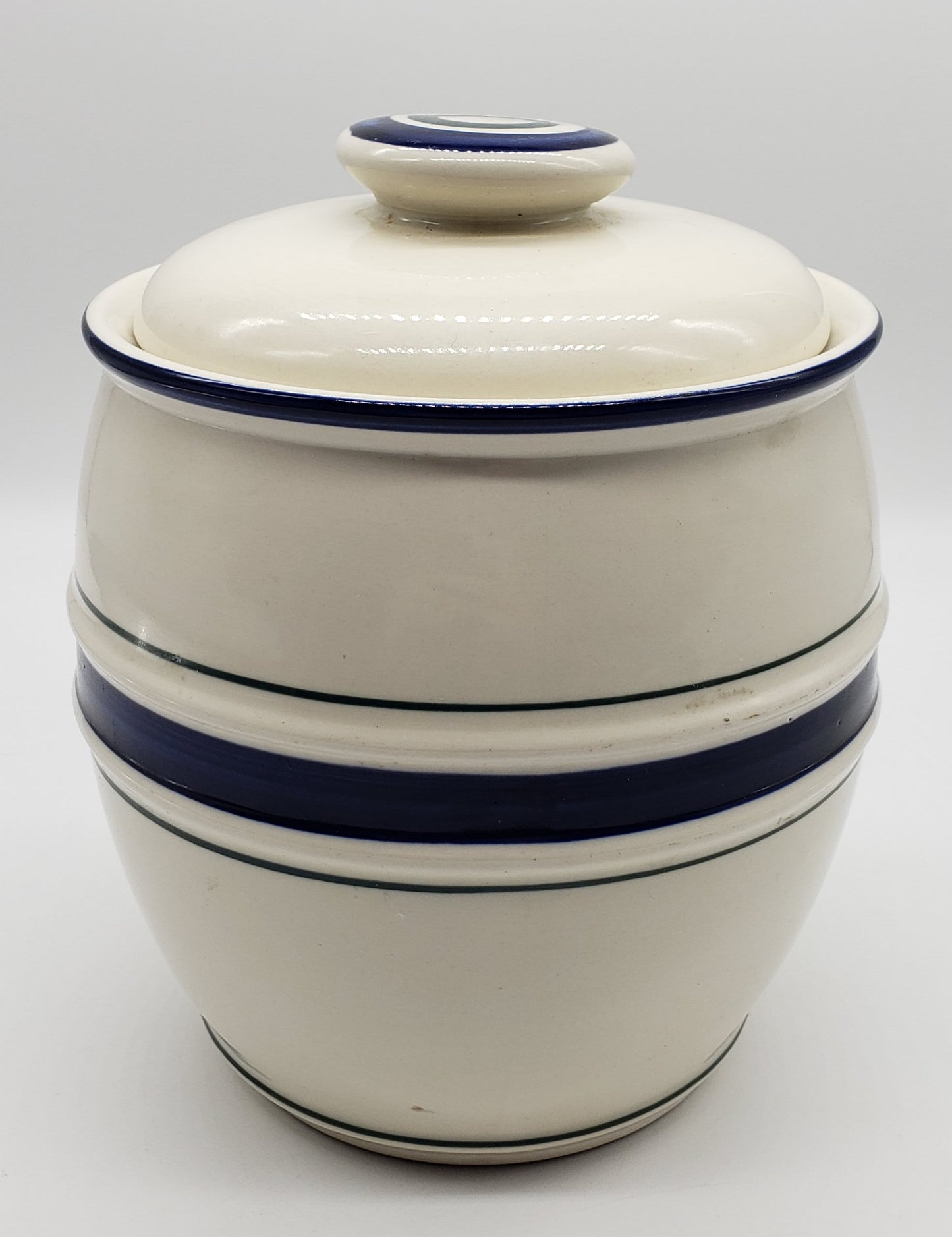 Tienshan Folkcraft Blue Country Crock Cookie Jar